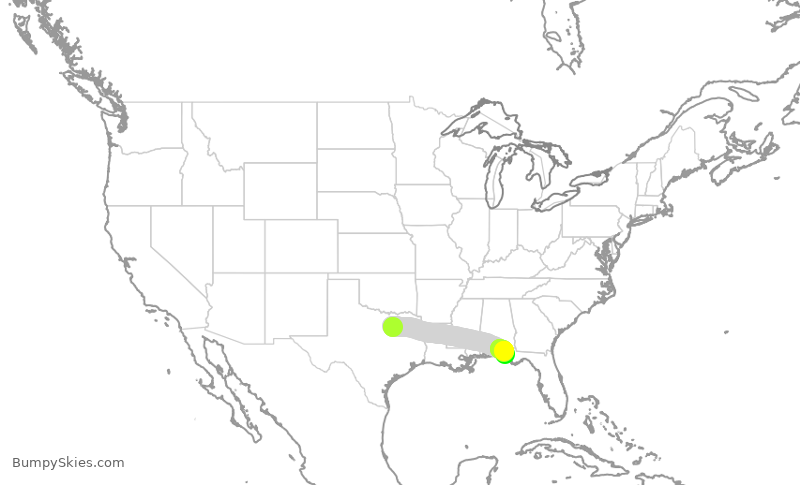 Turbulence forecast map for SWA493, DAL to ECP