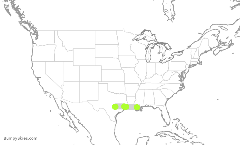 Turbulence forecast map for SWA4942, AUS to MSY