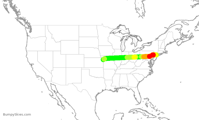 Turbulence forecast map for SWA4946, LGA to MCI