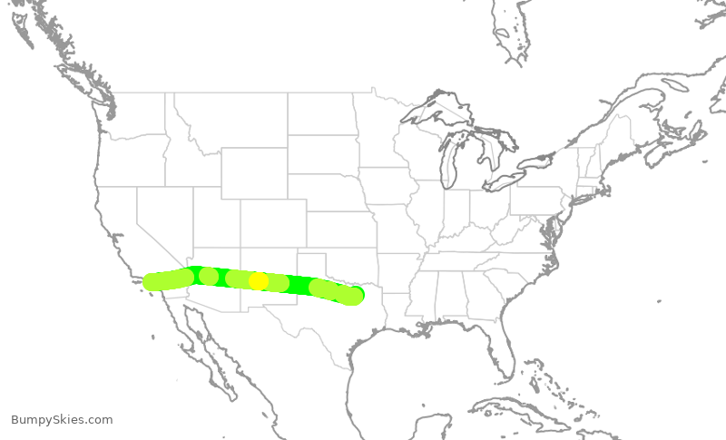 Turbulence forecast map for SWA494, DAL to LAX