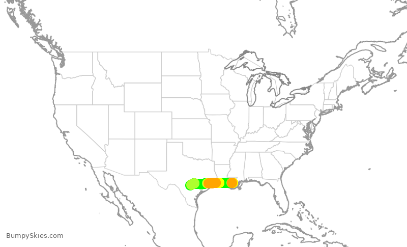 Turbulence forecast map for SWA4951, MSY to SAT
