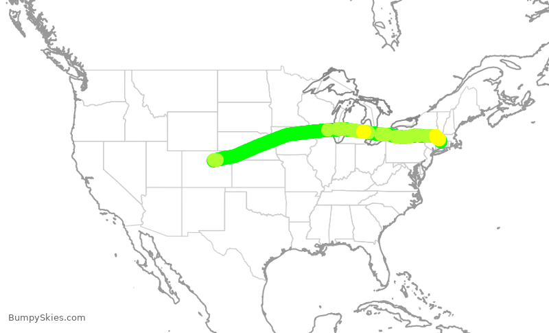 Turbulence forecast map for SWA4955, DEN to BDL
