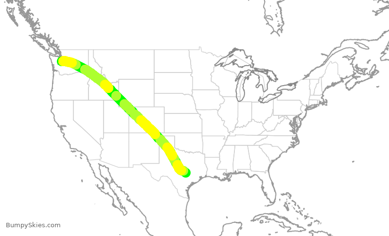 Turbulence forecast map for SWA4956, SEA to AUS