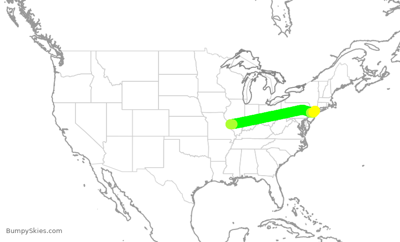 Turbulence forecast map for SWA4962, STL to LGA