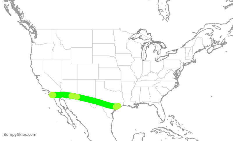 Turbulence forecast map for SWA4965, SAN to HOU