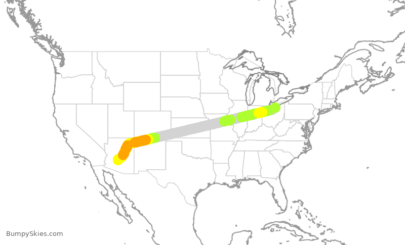 Turbulence forecast map for SWA4967, CLE to PHX