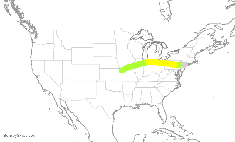 Turbulence forecast map for SWA4970, LGA to MCI