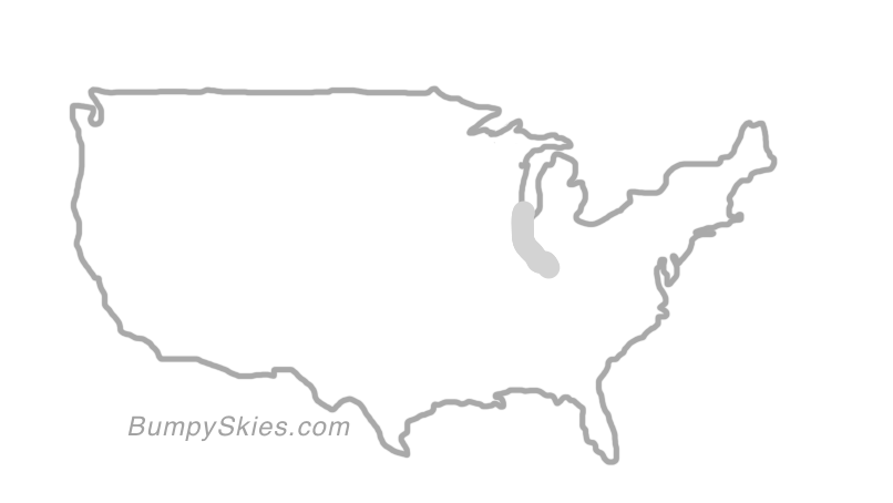 Map of continental US with illustrated flight path and turbulence forecast (described in text below)