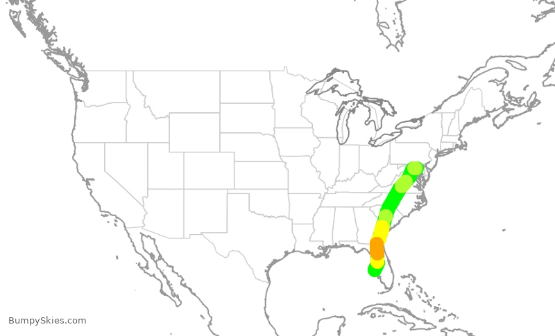 Turbulence forecast map for SWA4973, BWI to SRQ