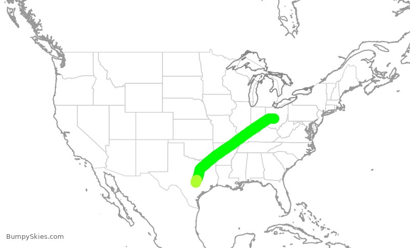 Turbulence forecast map for SWA4977, CMH to AUS