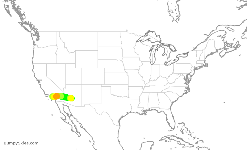 Turbulence forecast map for SWA4982, PHX to LGB