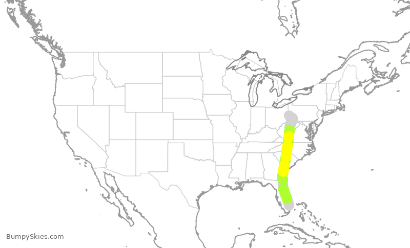 Turbulence forecast map for SWA4993, FLL to PIT