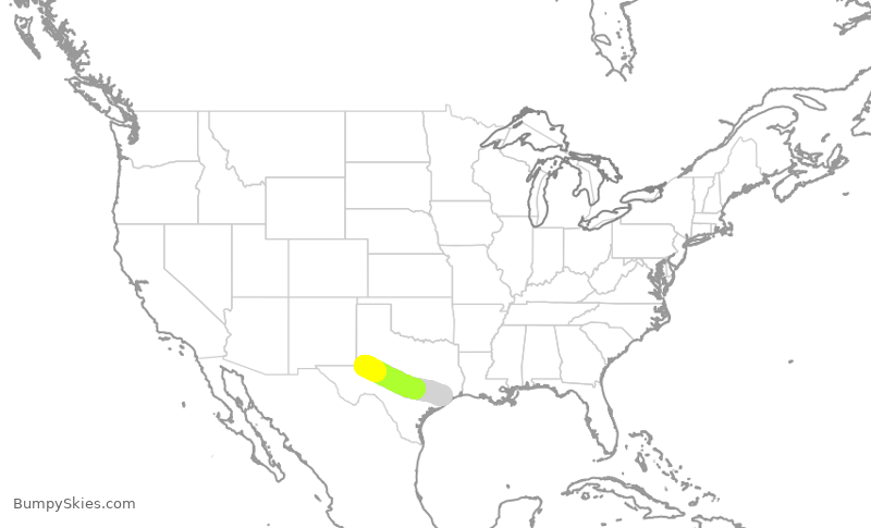 Turbulence forecast map for SWA4995, HOU to MAF