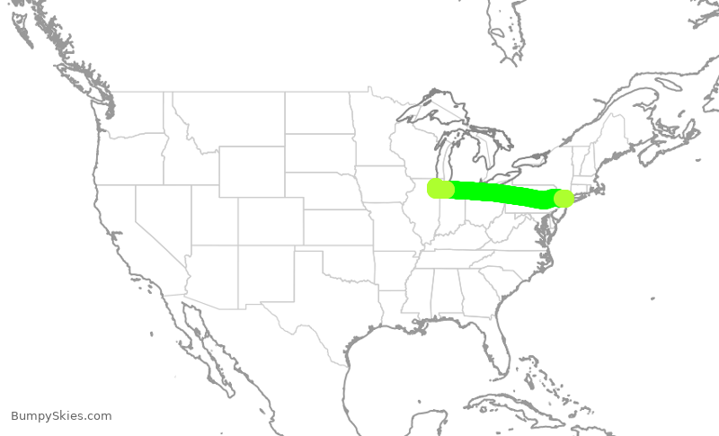 Turbulence forecast map for SWA4996, LGA to MDW