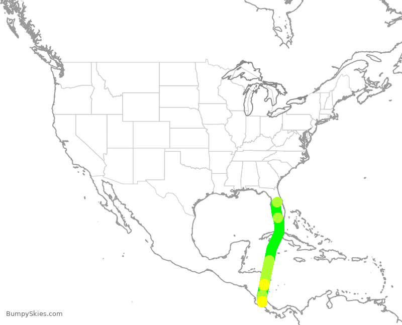 Turbulence forecast map for SWA501, MCO to ROC