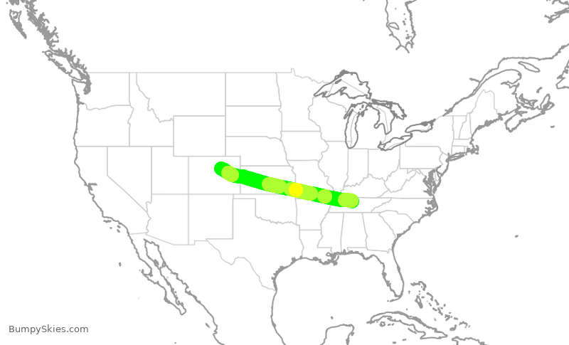 Turbulence forecast map for SWA503, BNA to DEN