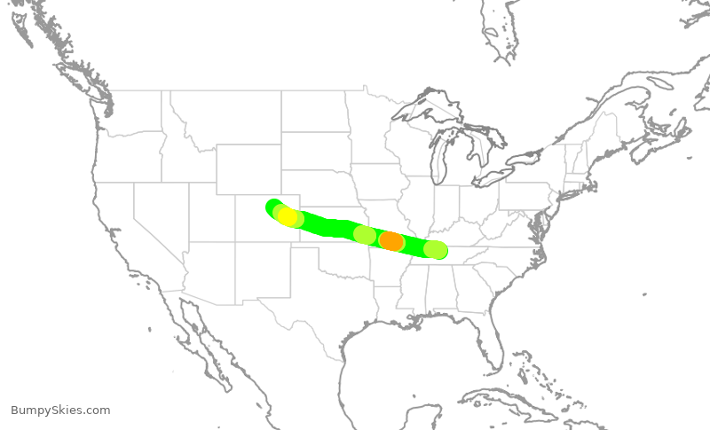 Turbulence forecast map for SWA505, BNA to DEN