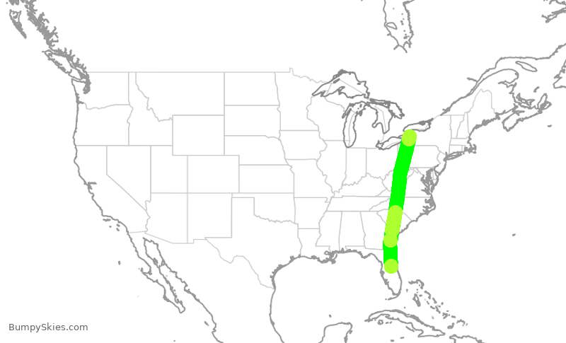Turbulence forecast map for SWA5062, MCO to BUF