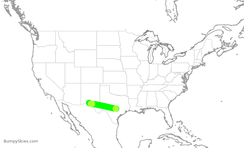 Turbulence forecast map for SWA5064, AUS to ELP