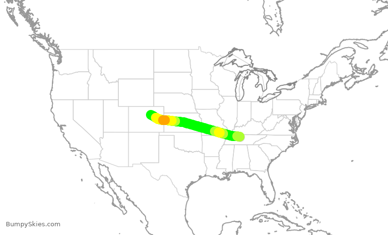 Turbulence forecast map for SWA506, BNA to DEN