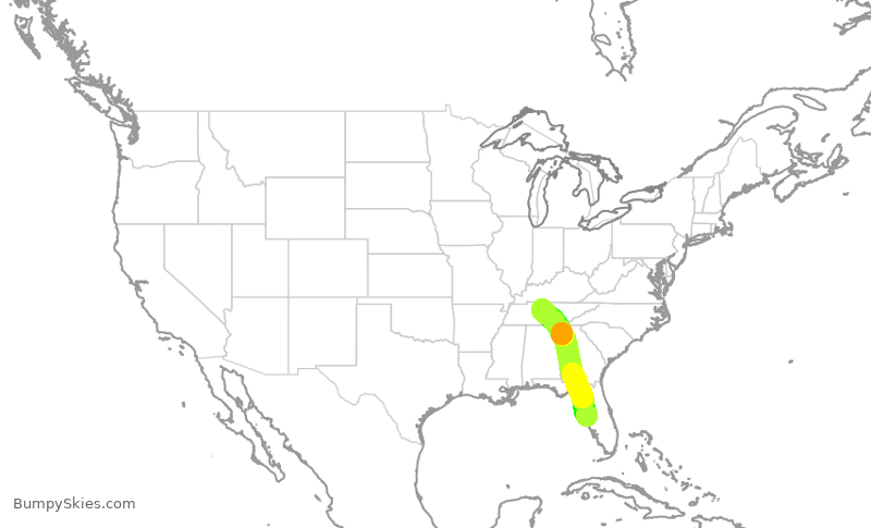 Turbulence forecast map for SWA506, TPA to BNA
