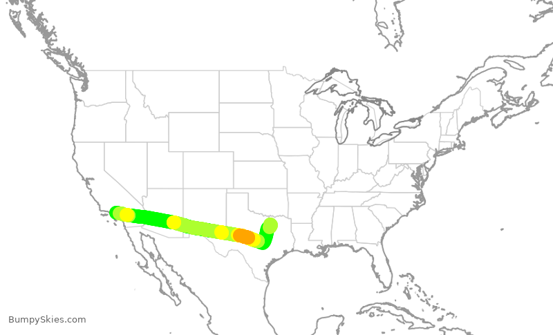 Turbulence forecast map for SWA50, DAL to BUR