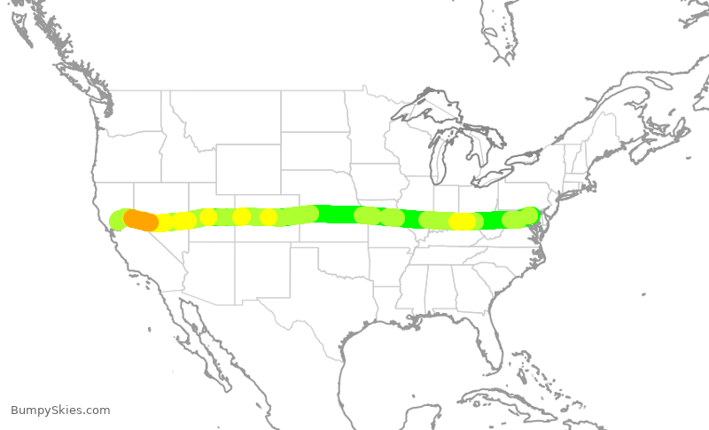 Turbulence forecast map for SWA510, BWI to SMF