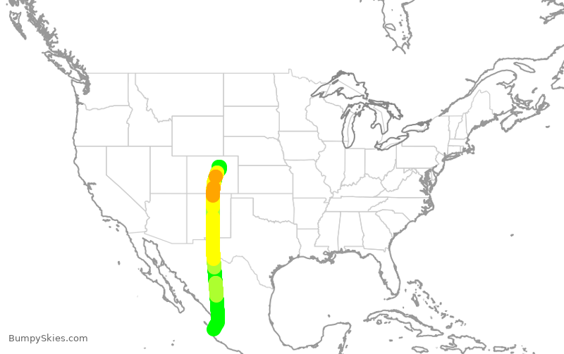 Turbulence forecast map for SWA514, DEN to MPR