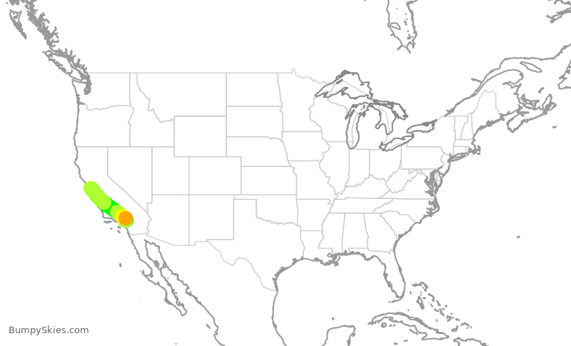 Turbulence forecast map for SWA516, OAK to ONT
