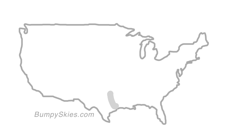 Map of continental US with illustrated flight path and turbulence forecast (described in text below)