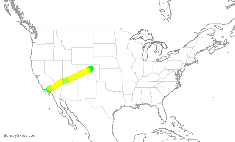 Turbulence forecast map for SWA522, BUR to DEN