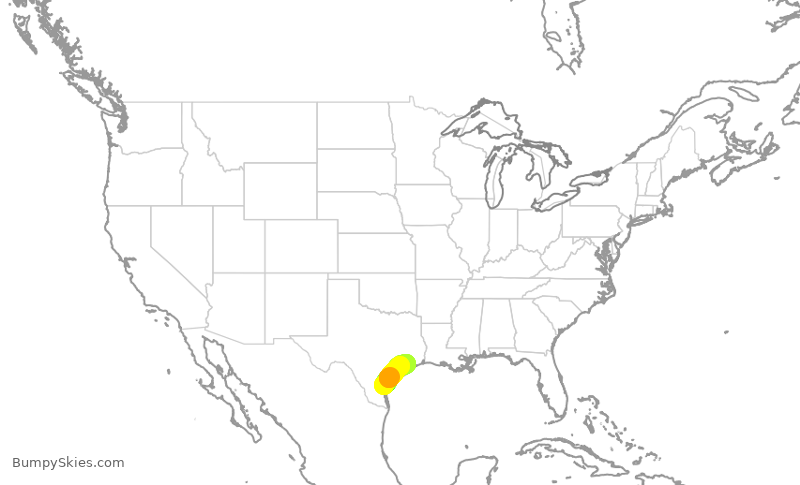 Turbulence forecast map for SWA52, CRP to HOU