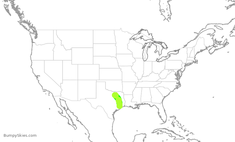 Turbulence forecast map for SWA52, HOU to DAL