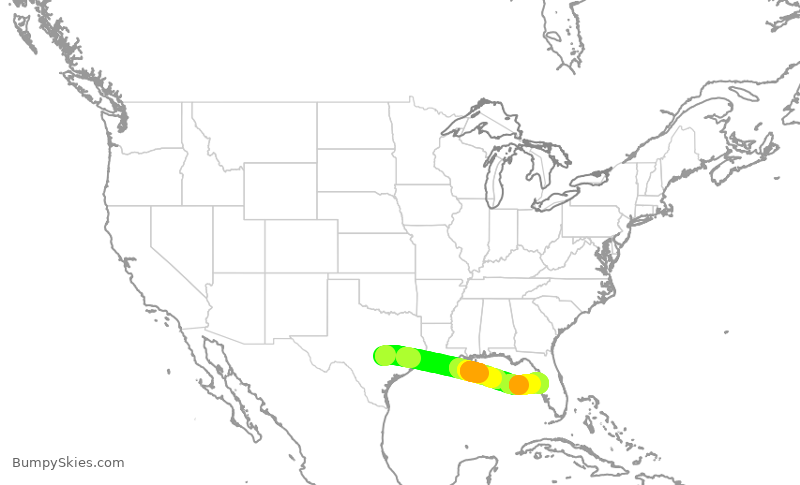 Turbulence forecast map for SWA534, AUS to TPA
