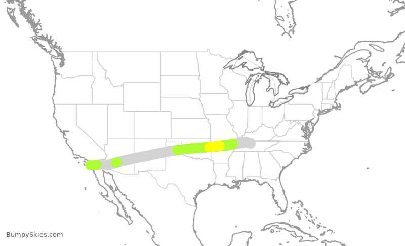 Turbulence forecast map for SWA536, BNA to SAN