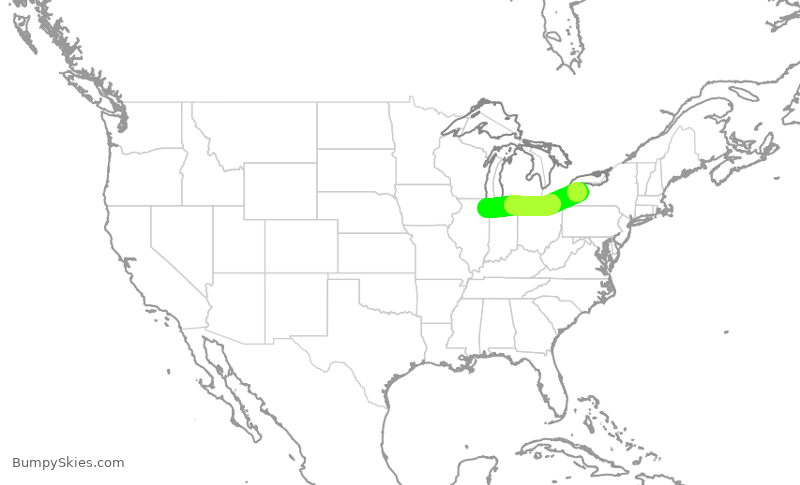 Turbulence forecast map for SWA537, MDW to BUF