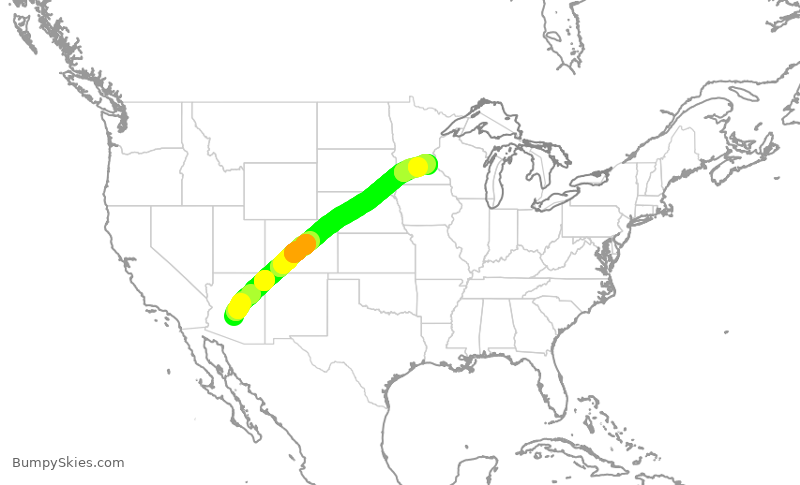 Turbulence forecast map for SWA537, PHX to MSP
