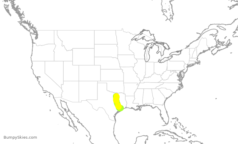 Turbulence forecast map for SWA53, DAL to HOU