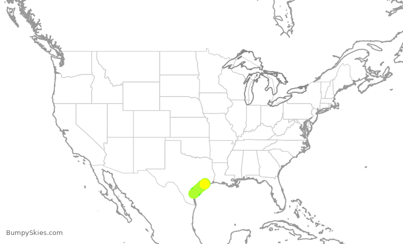 Turbulence forecast map for SWA53, HOU to CRP