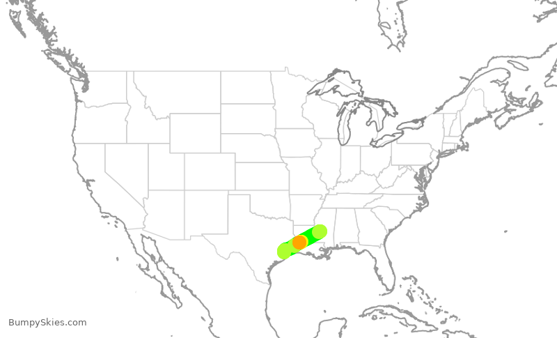 Turbulence forecast map for SWA540, JAN to HOU
