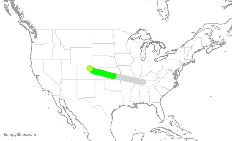 Turbulence forecast map for SWA541, BNA to DEN
