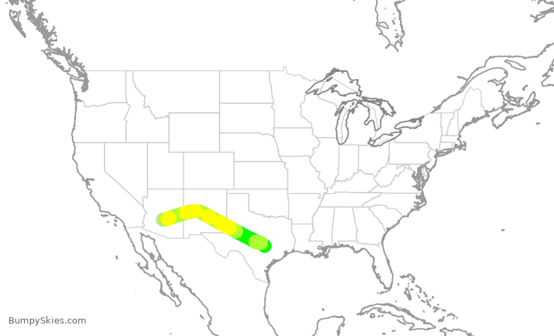 Turbulence forecast map for SWA544, PHX to AUS