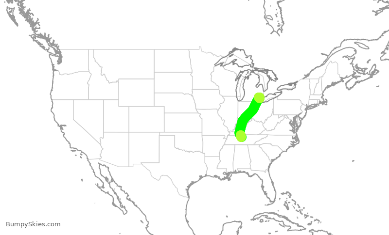 Turbulence forecast map for SWA547, DTW to BNA