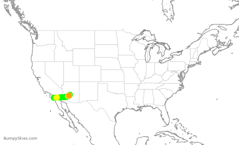 Turbulence forecast map for SWA548, PHX to SAN