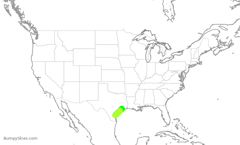 Turbulence forecast map for SWA54, CRP to HOU
