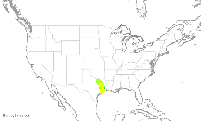 Turbulence forecast map for SWA54, HOU to DAL