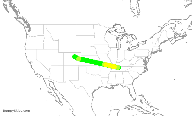 Turbulence forecast map for SWA553, BNA to DEN