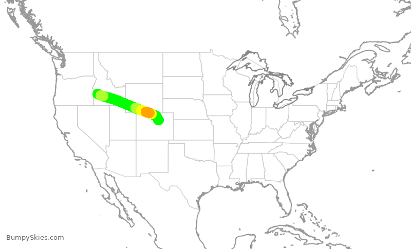 Turbulence forecast map for SWA554, BOI to DEN