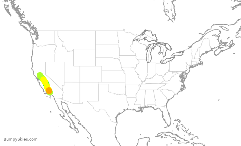 Turbulence forecast map for SWA554, BUR to SMF