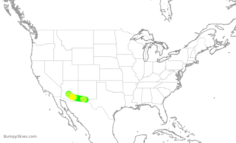 Turbulence forecast map for SWA554, ELP to PHX